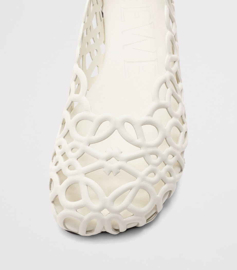 LOEWE Leather Petal Anagram Ballet Flats White Image 4