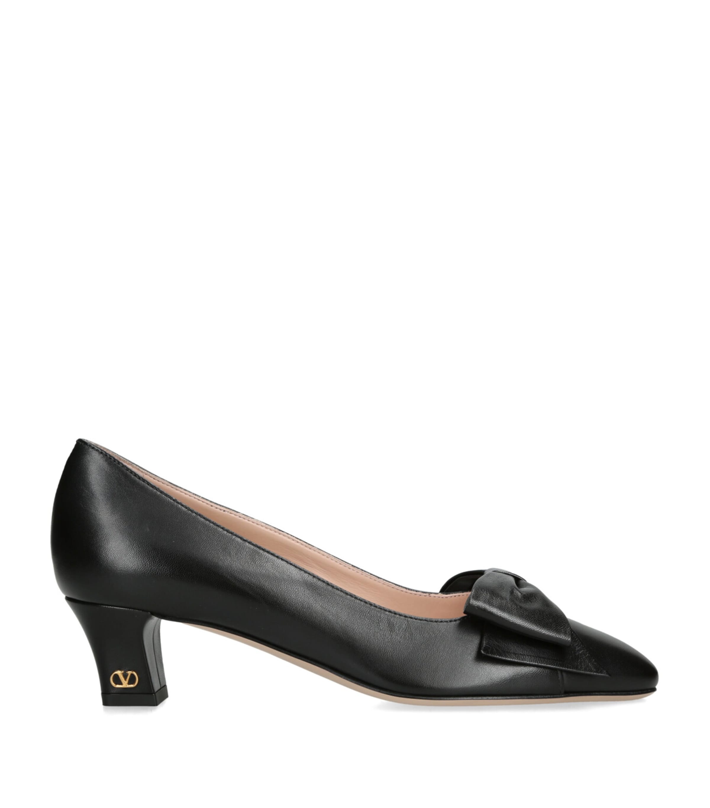 Shop Valentino Leather Bow-detail Pumps 45 In Black