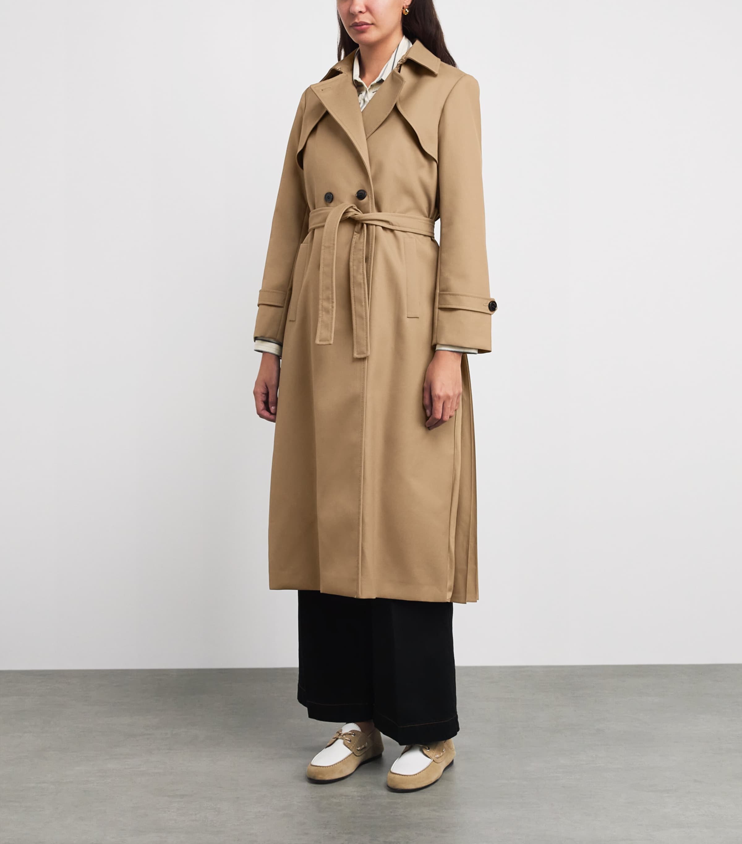Sandro Paris Womens Pleated Trench Coat Beige Image 4