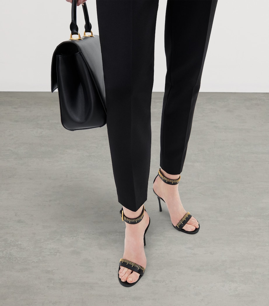 Schiaparelli Leather Measuring Tape Heeled Sandals 105 Black Image 3