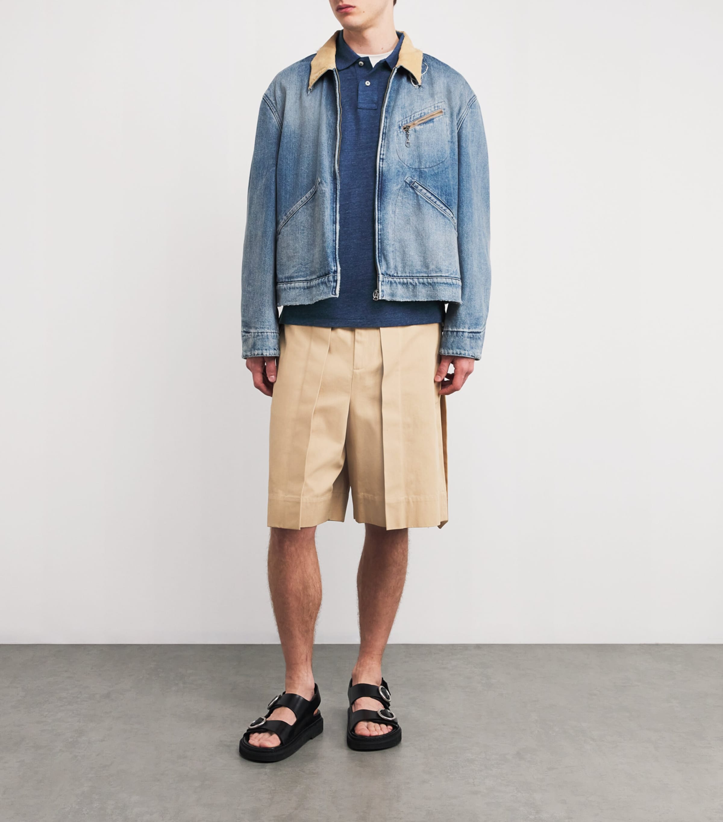 Cotton Mesh Custom-Fit Polo Shirt ROYAL BLUE HEATHER Image 2