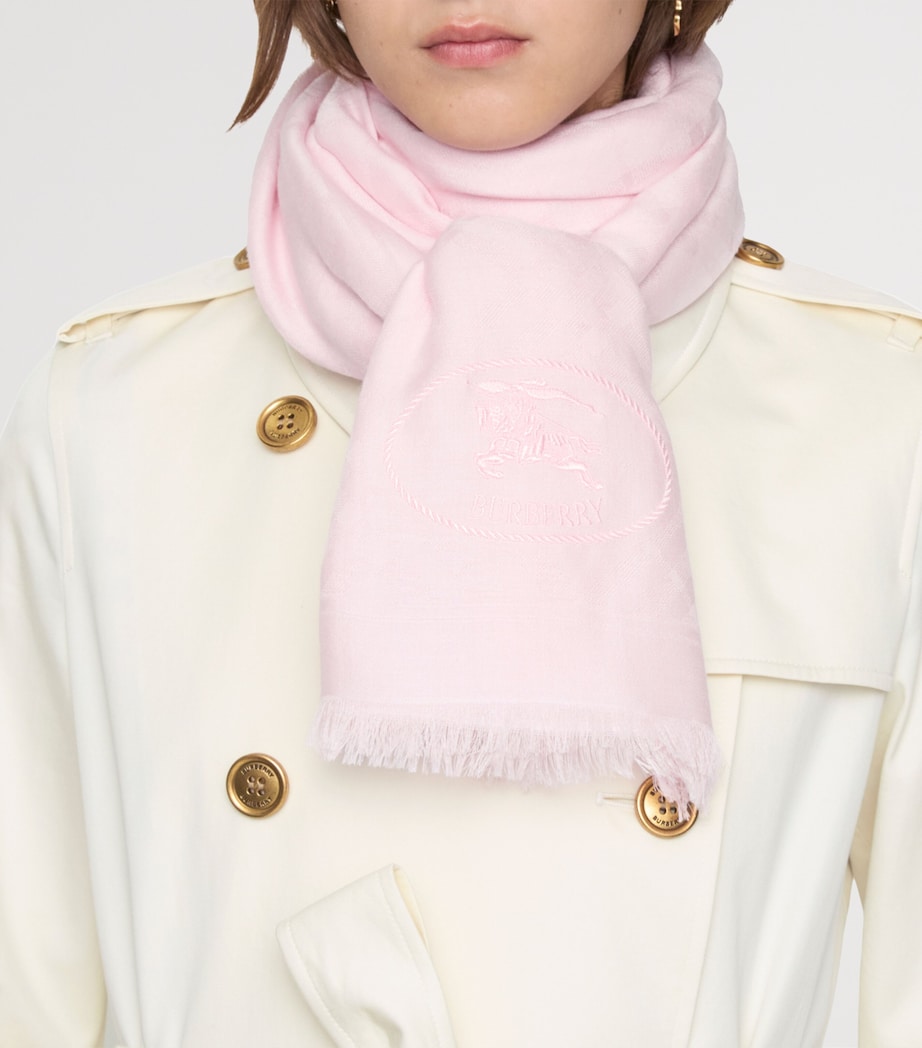 Silk-Wool Wide Check Scarf SUGAR PINK Image 2
