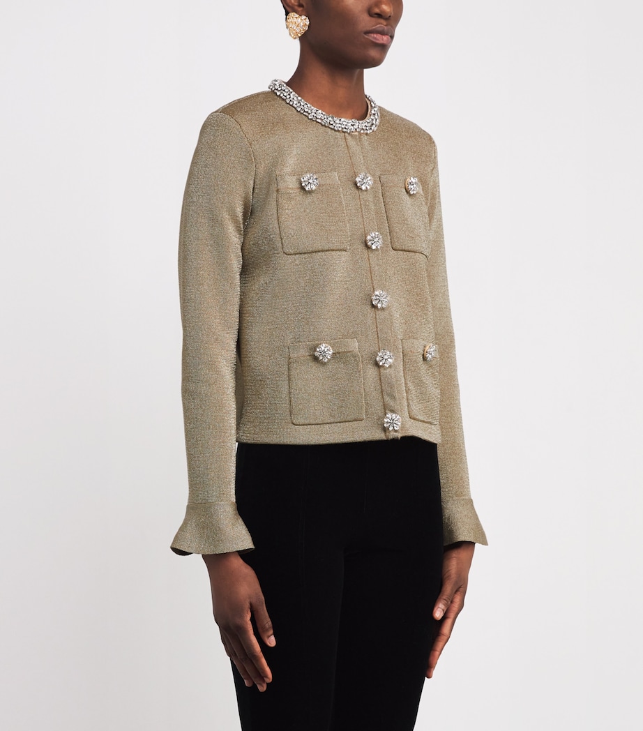 Metallic Knitted Embellished Cardigan GOLD Image 3