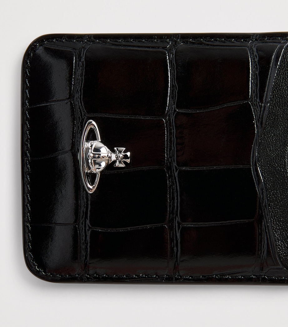 Vivienne Westwood Croc-Embossed Orb Magnetic Card Holder Black Image 3