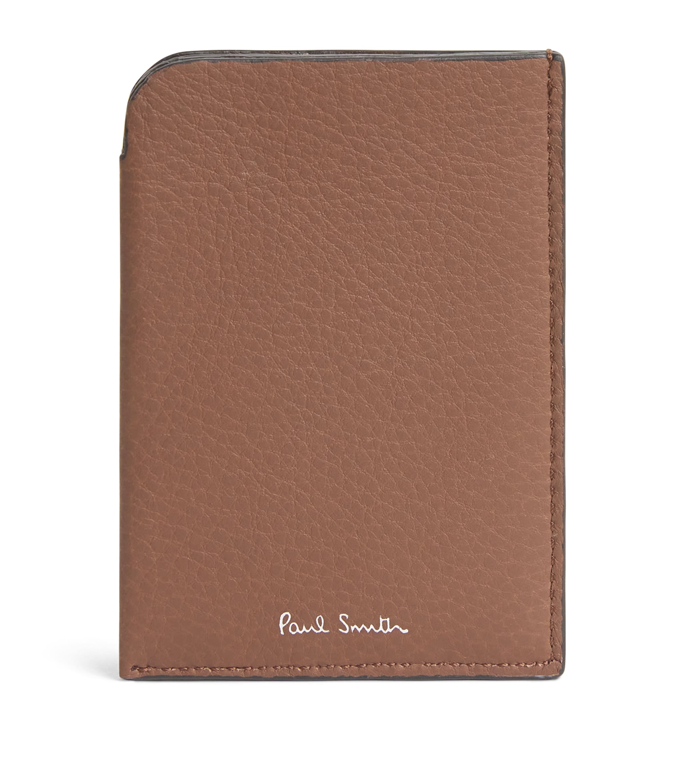 Paul Smith Leather Signature Stripe Card Holder In Brown