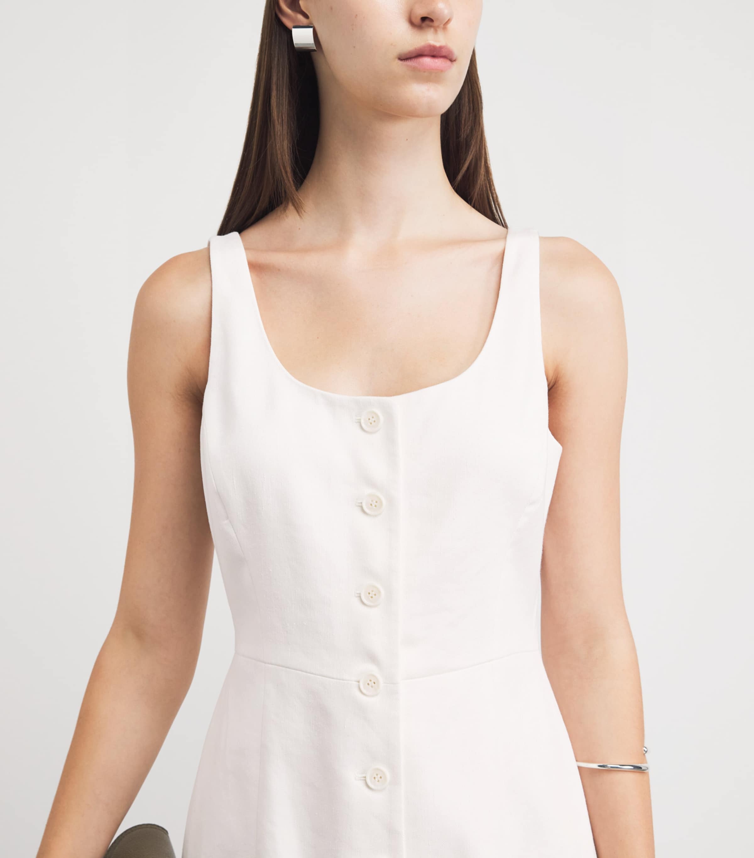 Theory Womens Linen-Blend Mini Dress Ivory Image 3