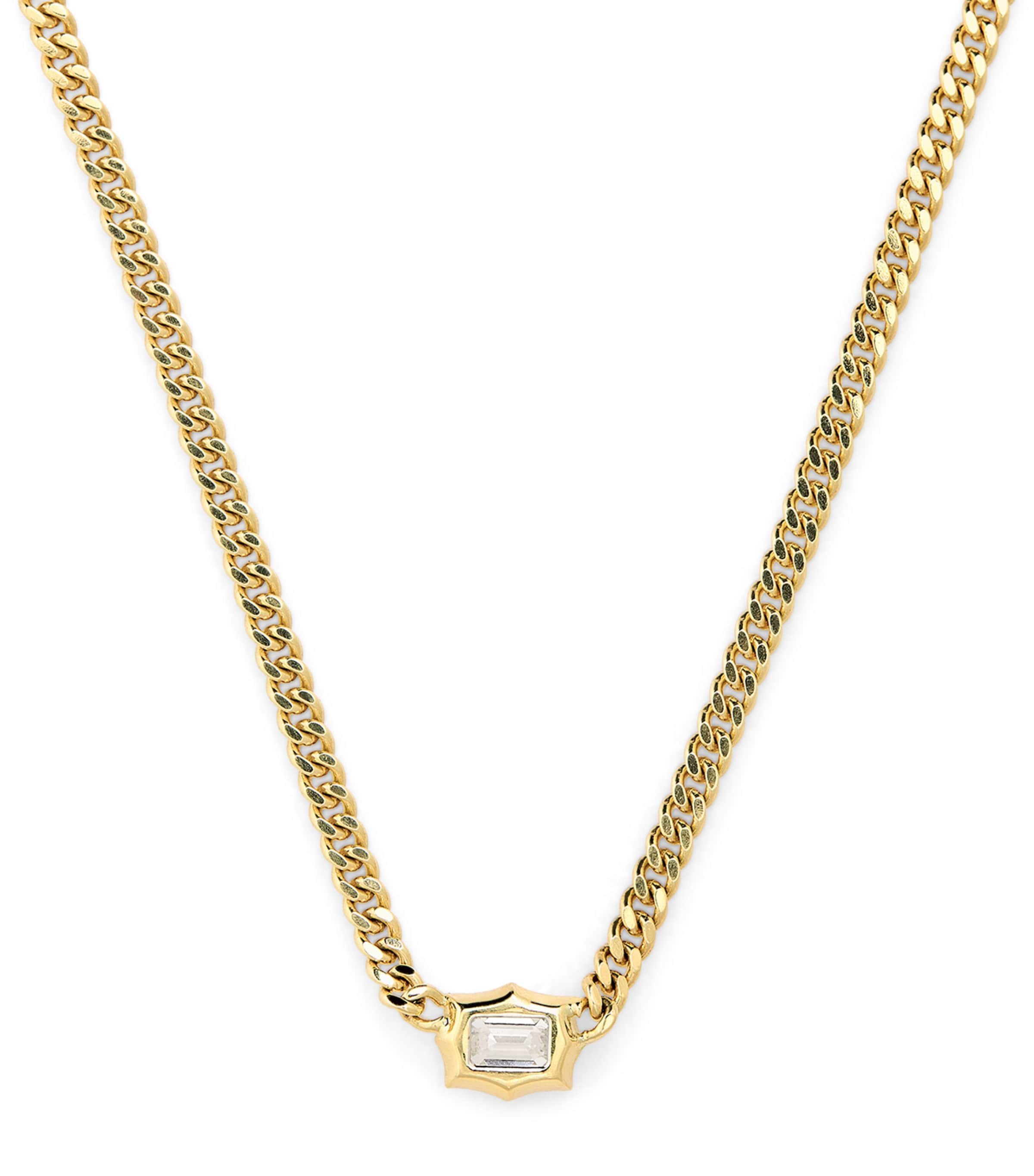 Jade Trau Yellow Gold And Diamond Vanguard Curb Necklace In Gold