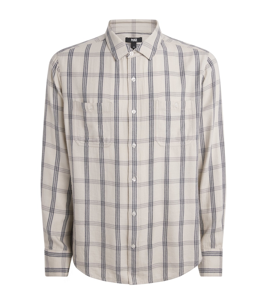 PAIGE Mens Cotton-Blend Check Everett Shirt Blue Stucco Image 1