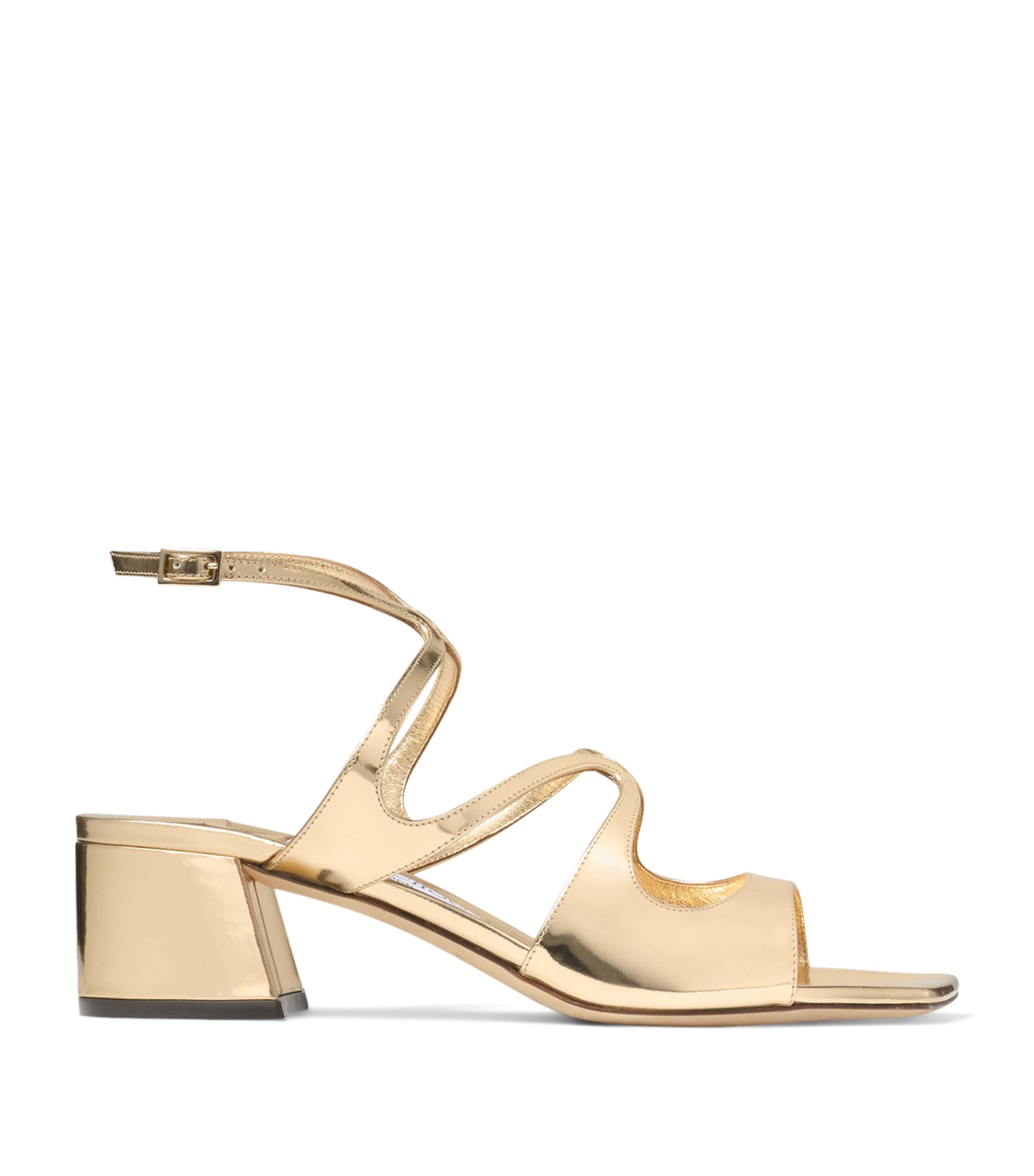 Jimmy Choo Azilia 45 Metallic Leather Sandals In Gold