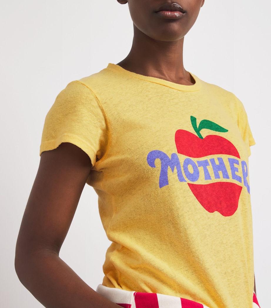 MOTHER Womens Cotton-Linen The Lil Sinful T-Shirt Map Mother Appl Image 3