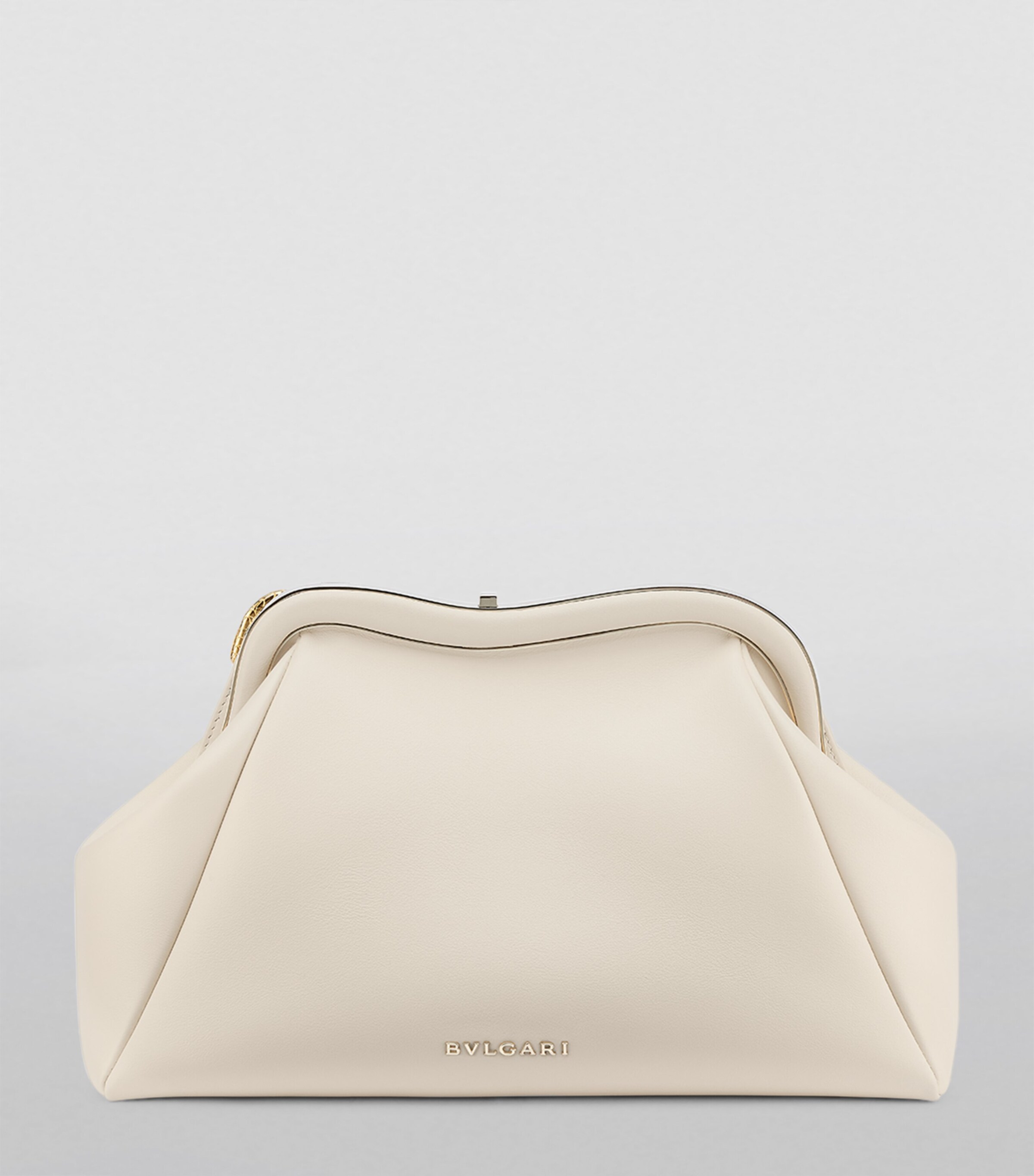 Bvlgari Medium Leather Serpentine Clutch Bag White Image 6