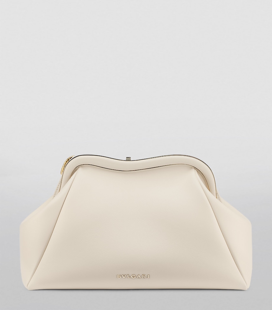 Bvlgari Medium Leather Serpentine Clutch Bag White Image 6