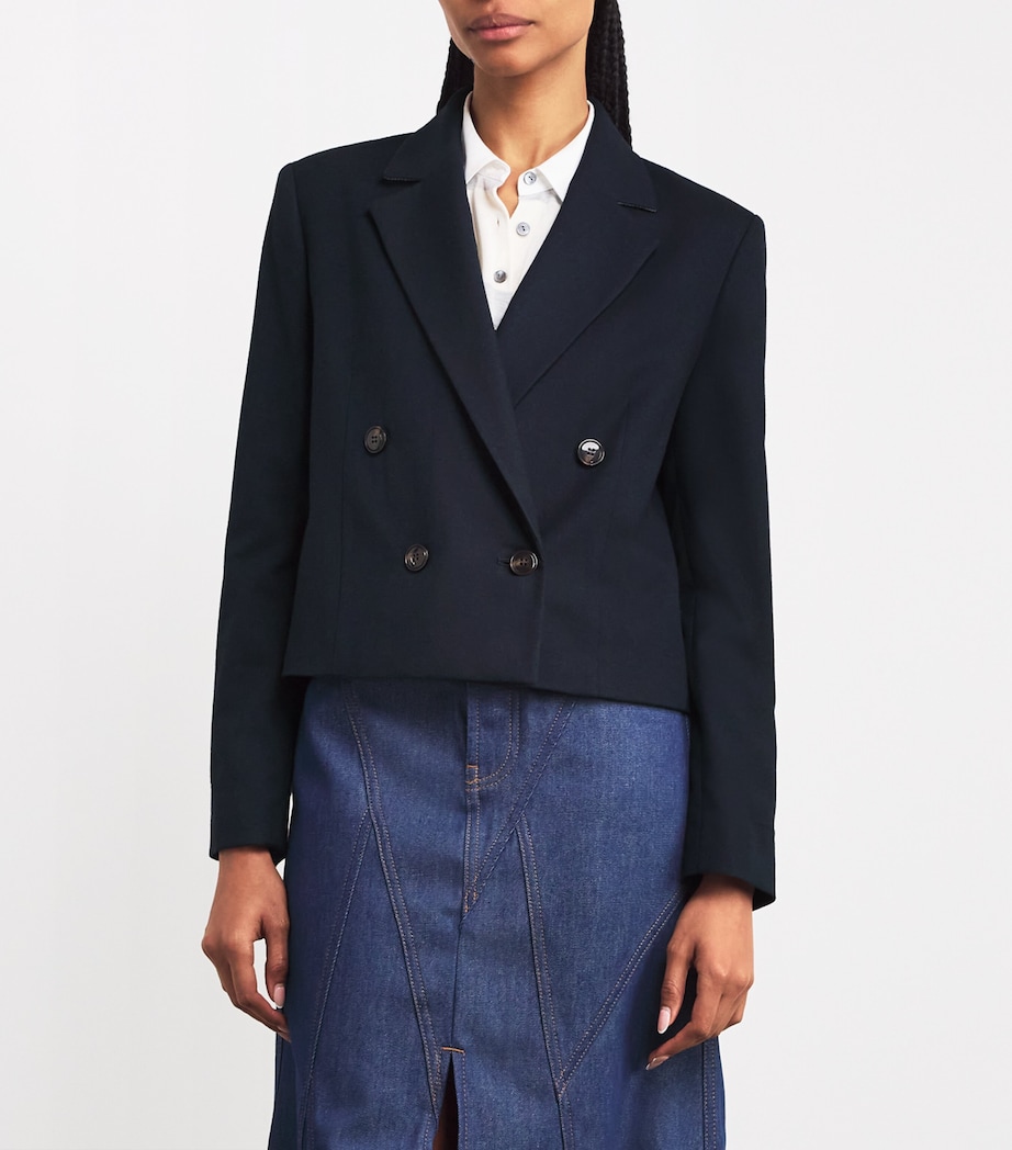 MAX&Co. Womens Cropped Flannel Blazer Navy Image 3