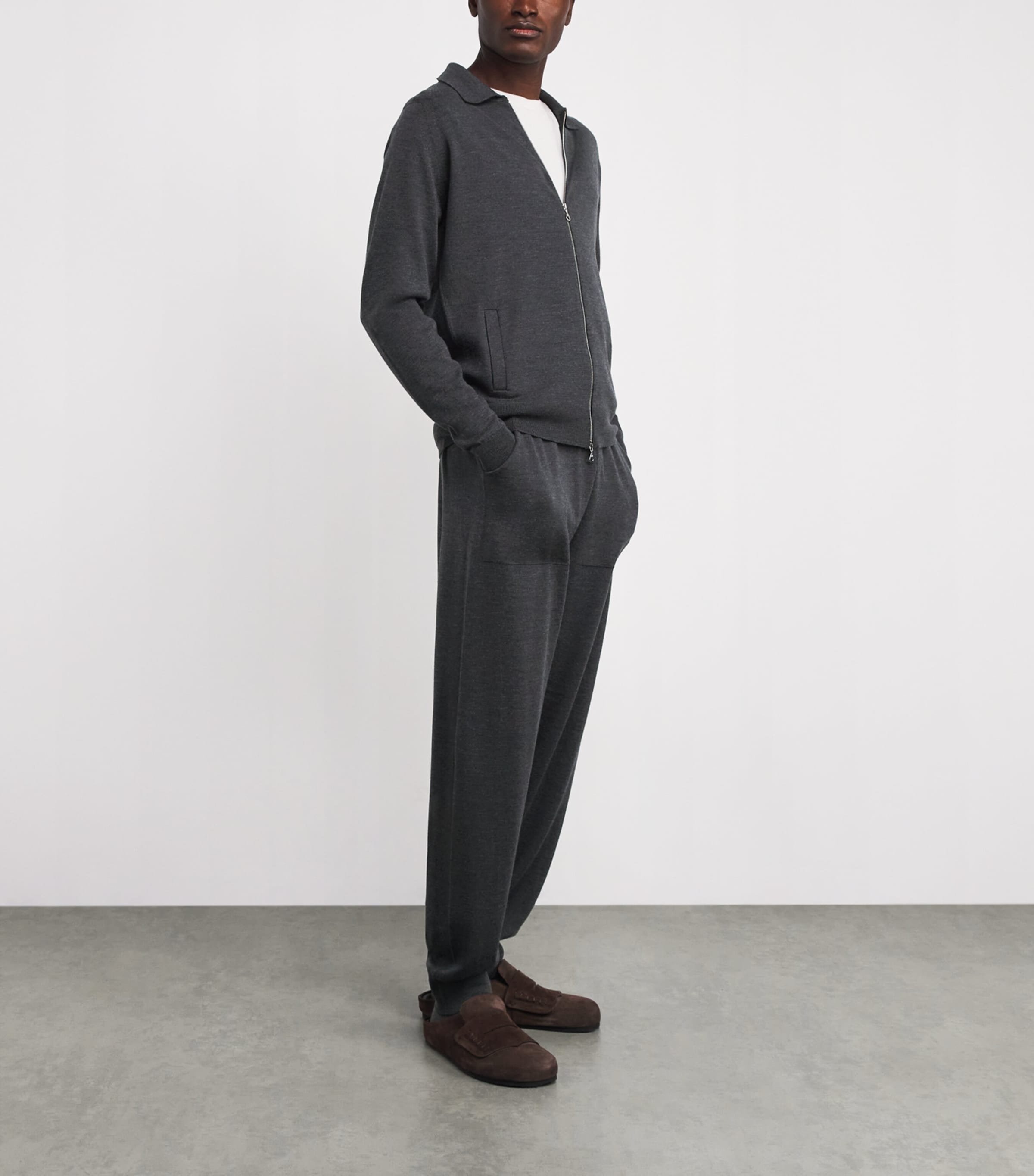 Merino Wool Cuffed Sweatpants CHARCOAL Image 2