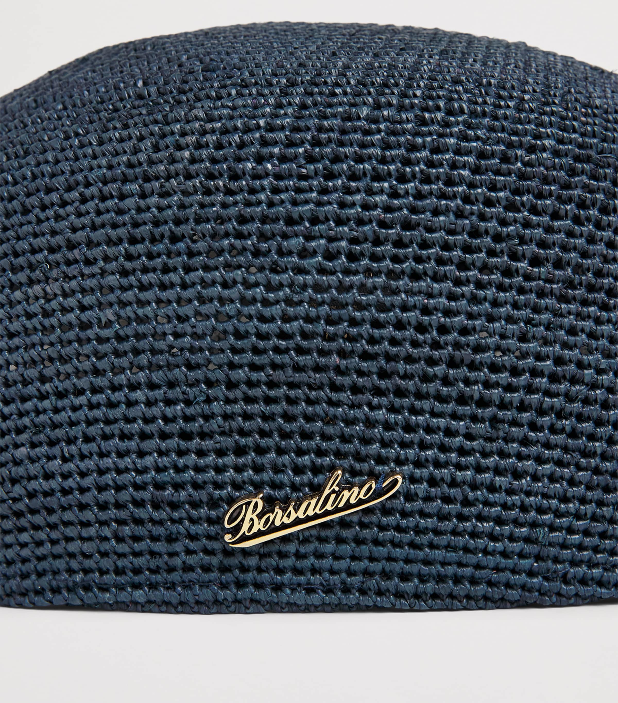 Borsalino Raffia Miami Flat Beret Navy Pin Oro Image 5
