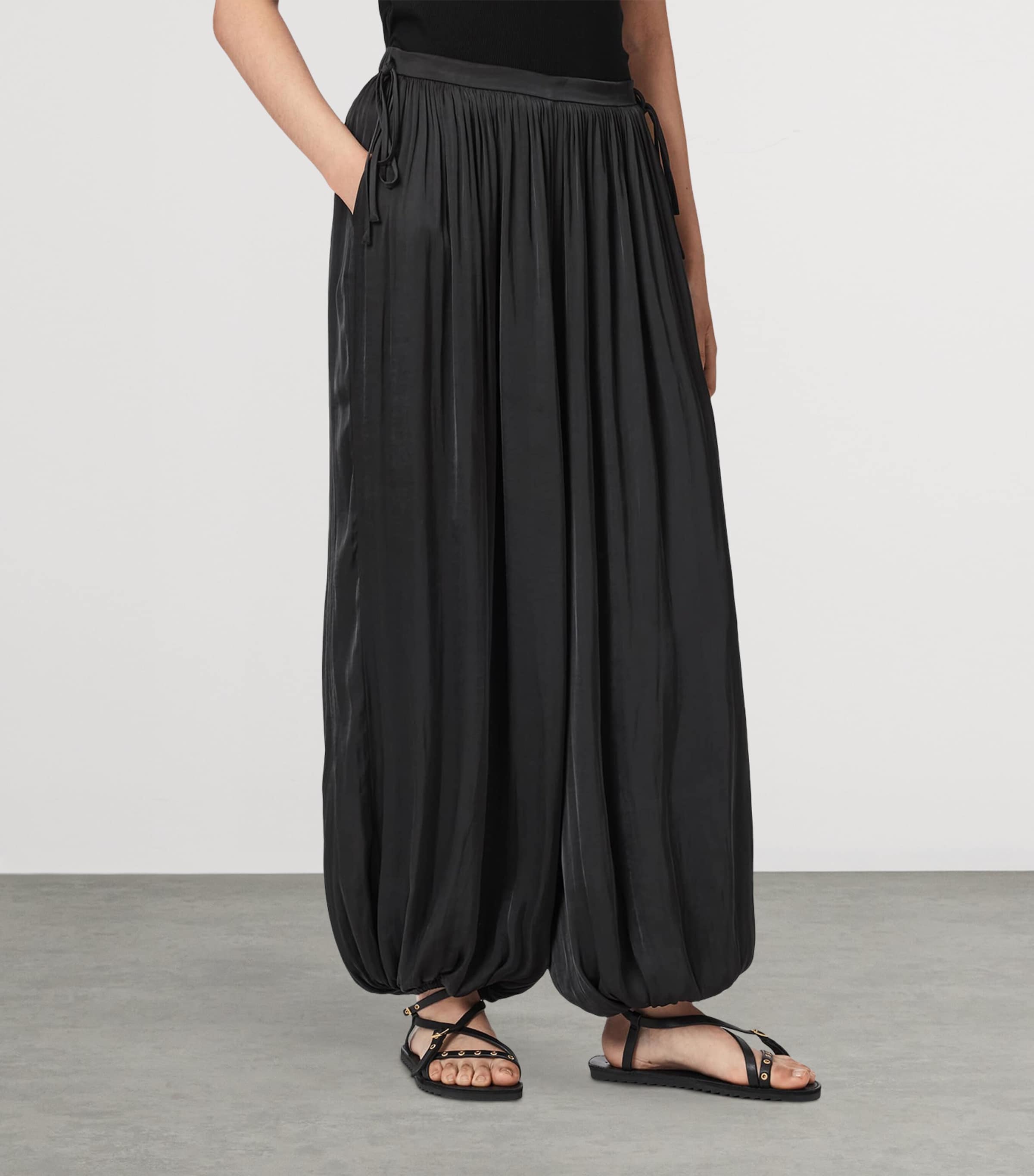 AllSaints Womens Eshe Barrel-Leg Trousers Black Image 3