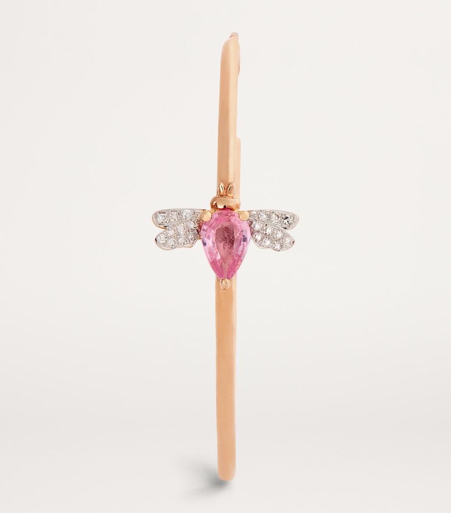 Rose Gold, Diamond and Pink Sapphire Honey Bee Single Hoop Earring ROSE GOLD Image 3