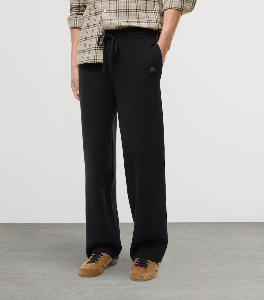 Burberry Mens Cashmere-Blend EKD Track Pants Black Image 2