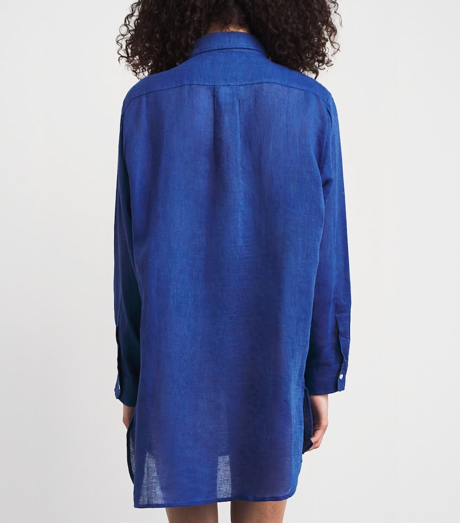 Polo Ralph Lauren Womens Organic Cotton-Linen Boyfriend Shirt Ultra Marine Image 5