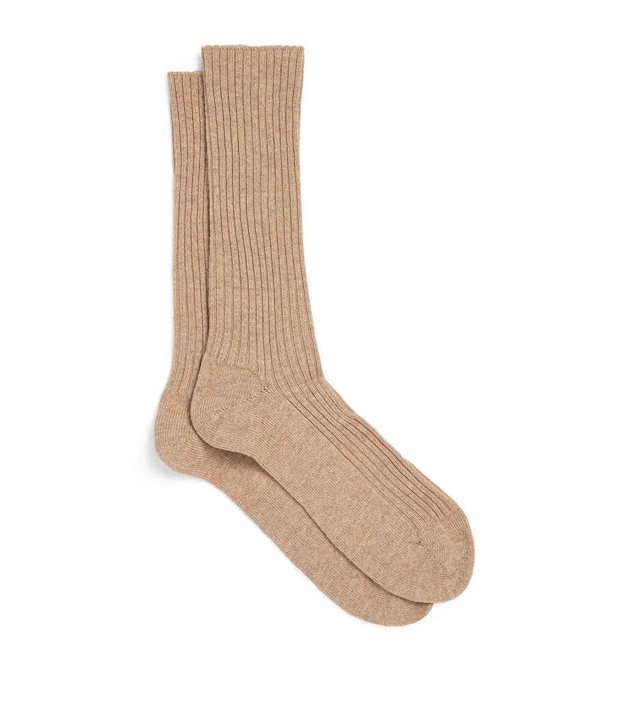 Falke Womens Wool-Cashmere-Blend Cosy Boot Socks Beige Mel Image 1