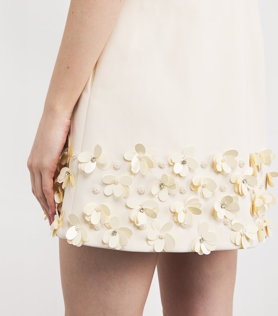 Crepe Sequinned Mini Dress CREAM Image 5