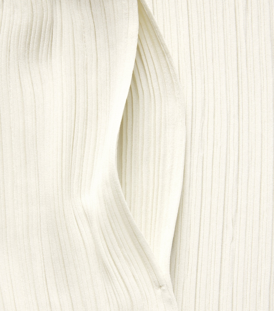 Issey Miyake Womens Hatching Pleats Straight Leg Trousers Off White Image 6