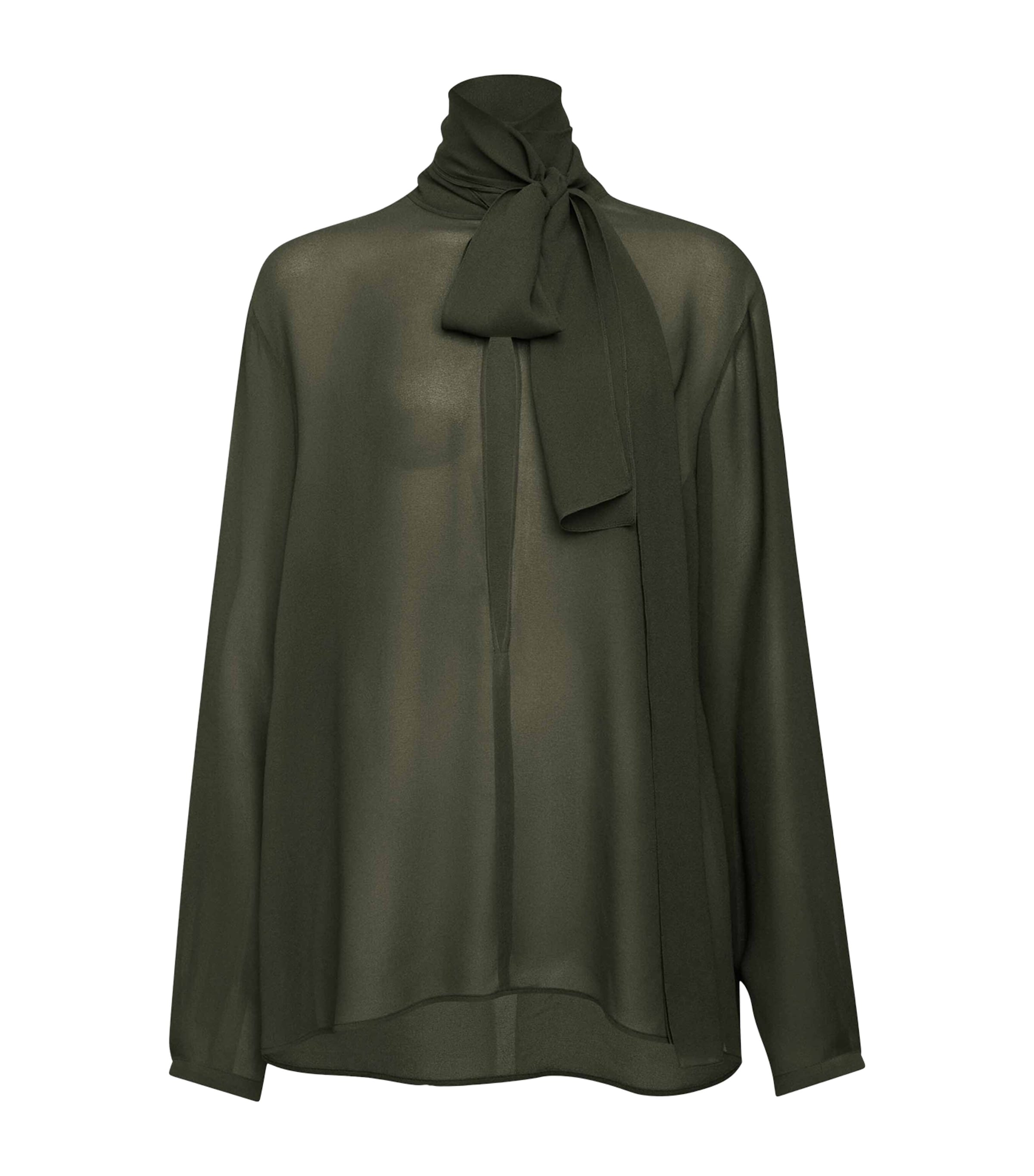 Alaïa Georgette Pussybow Blouse In Green