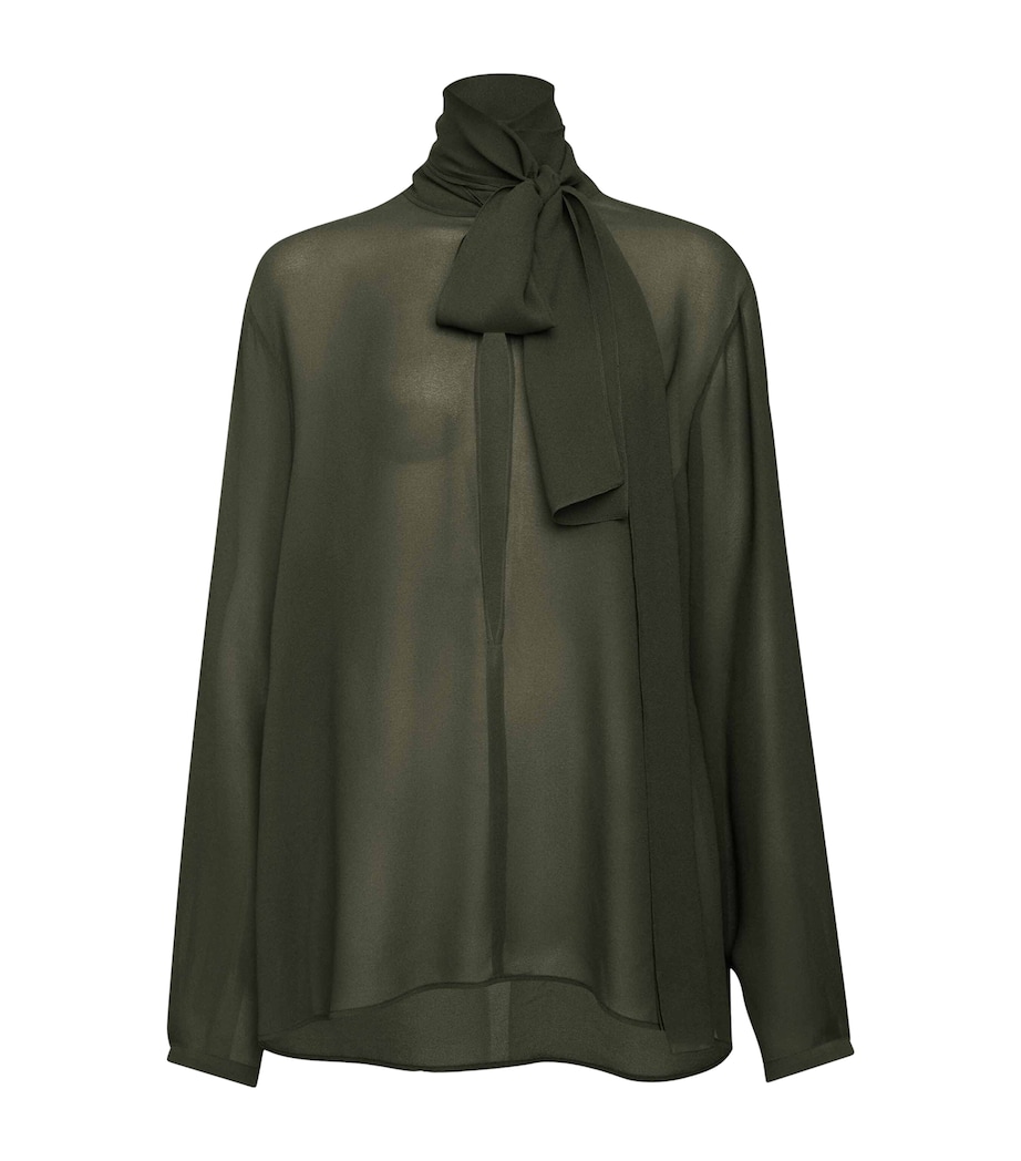 Georgette Pussybow Blouse OLIVE Image 1