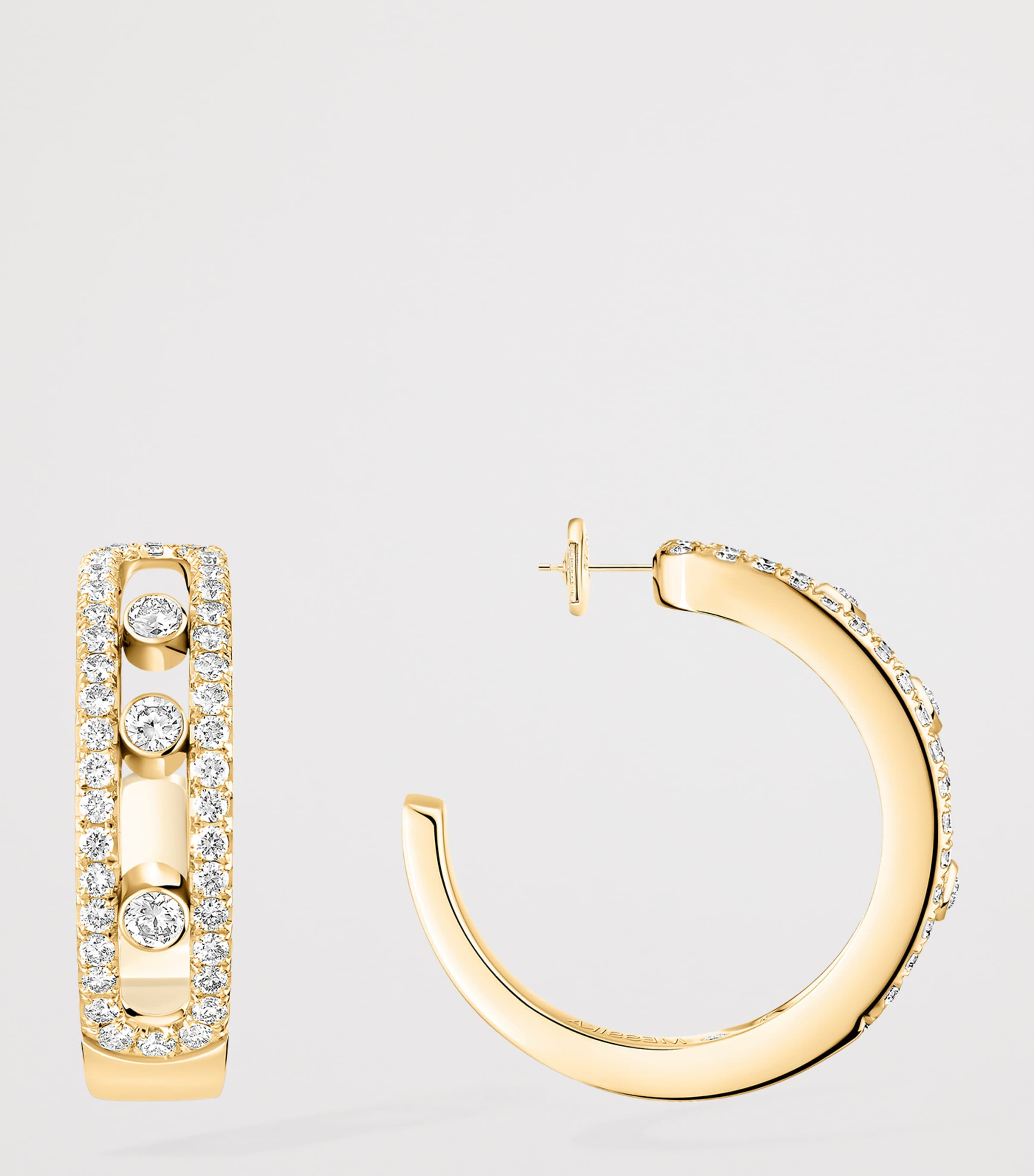 Messika Move Classique Yellow Gold and Diamond Hoop Earrings (0.52ct) Yellow Gold Image 3