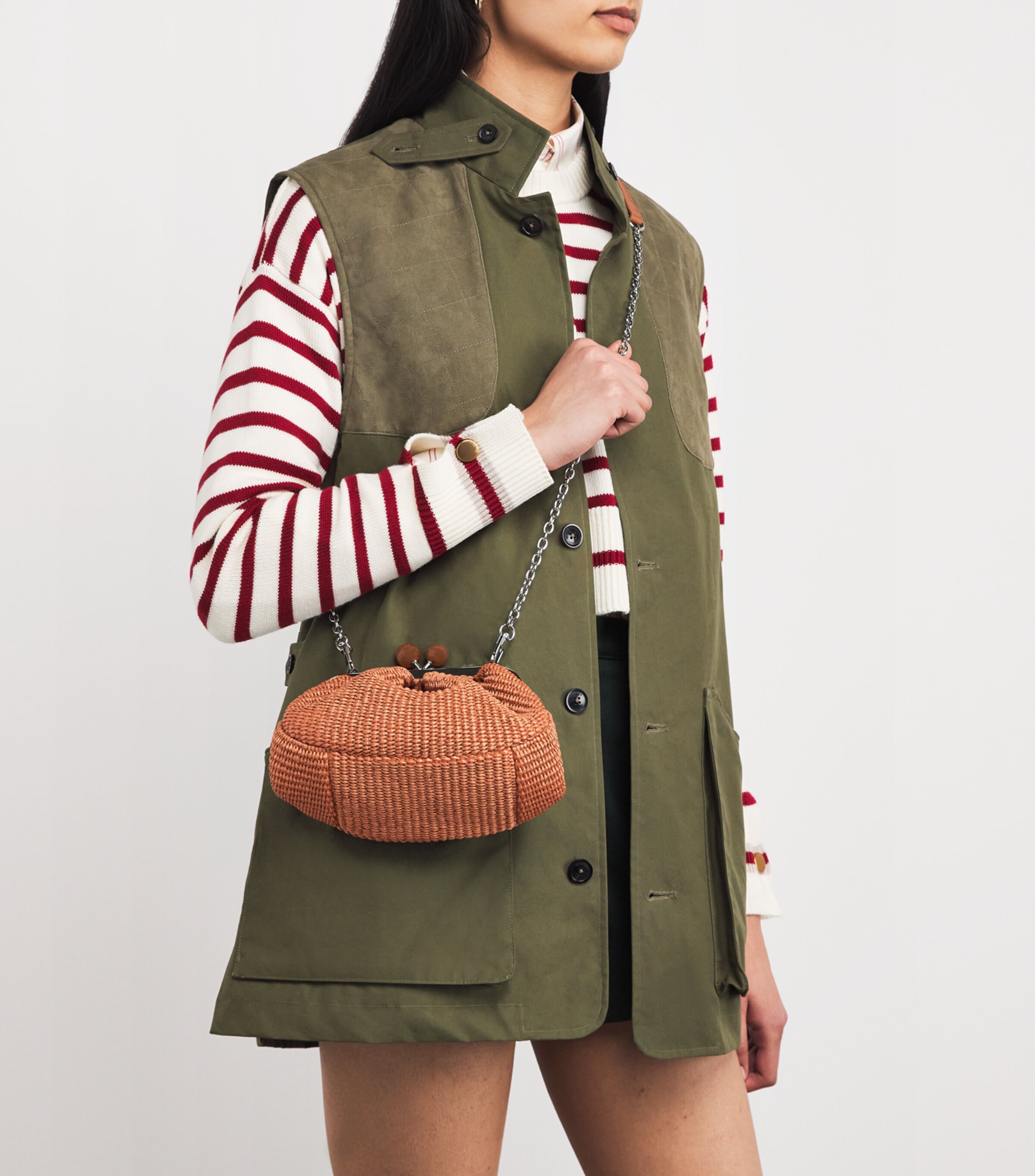 Small Raffia-Effect Pasticcino Bag RUST Image 5