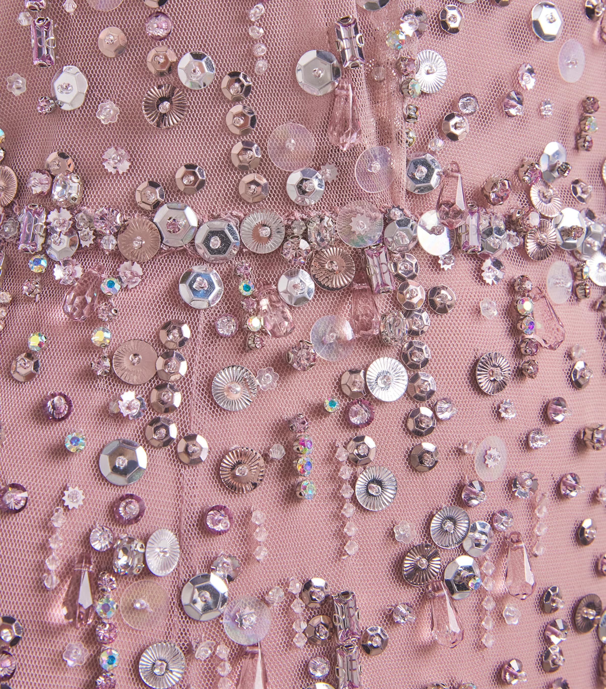 Jenny Packham Womens Embellished Crystal Drop Gown Dusty Rose Image 6