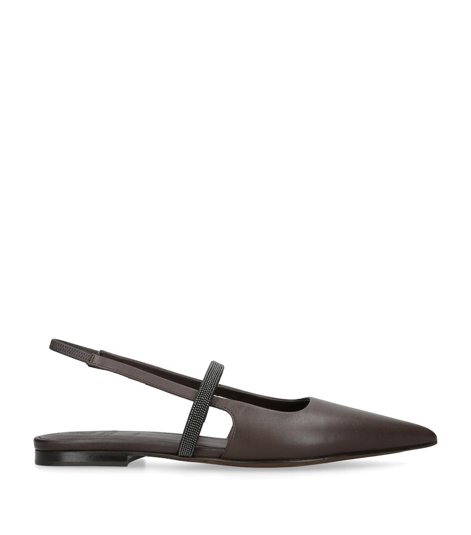 Brunello Cucinelli Suede SlingBack Flats Dark Brown Image 1