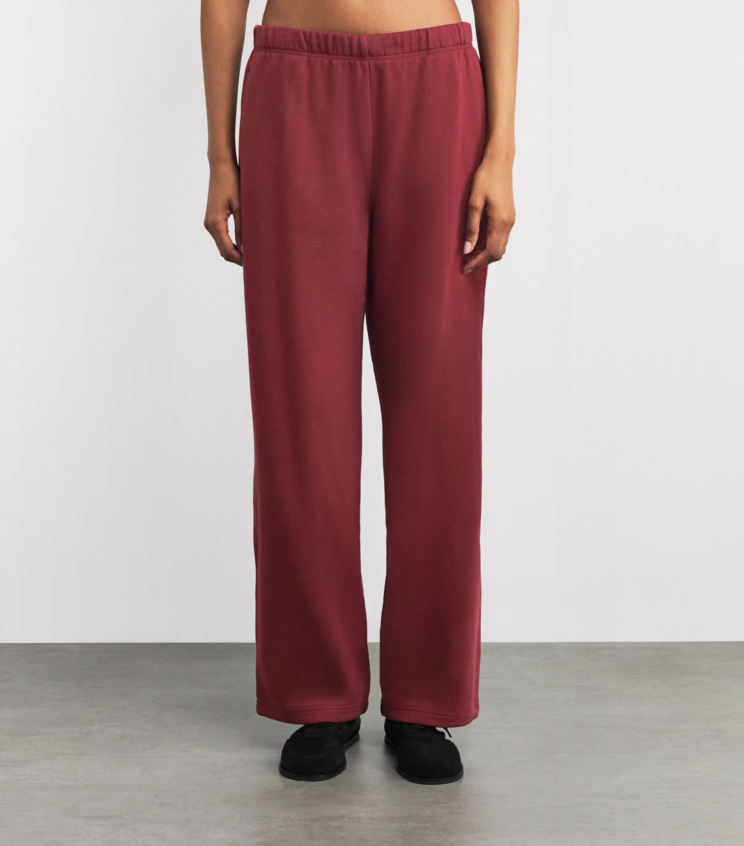 Cotton-Blend Fleece Straight Sweatpants MERLOT Image 3