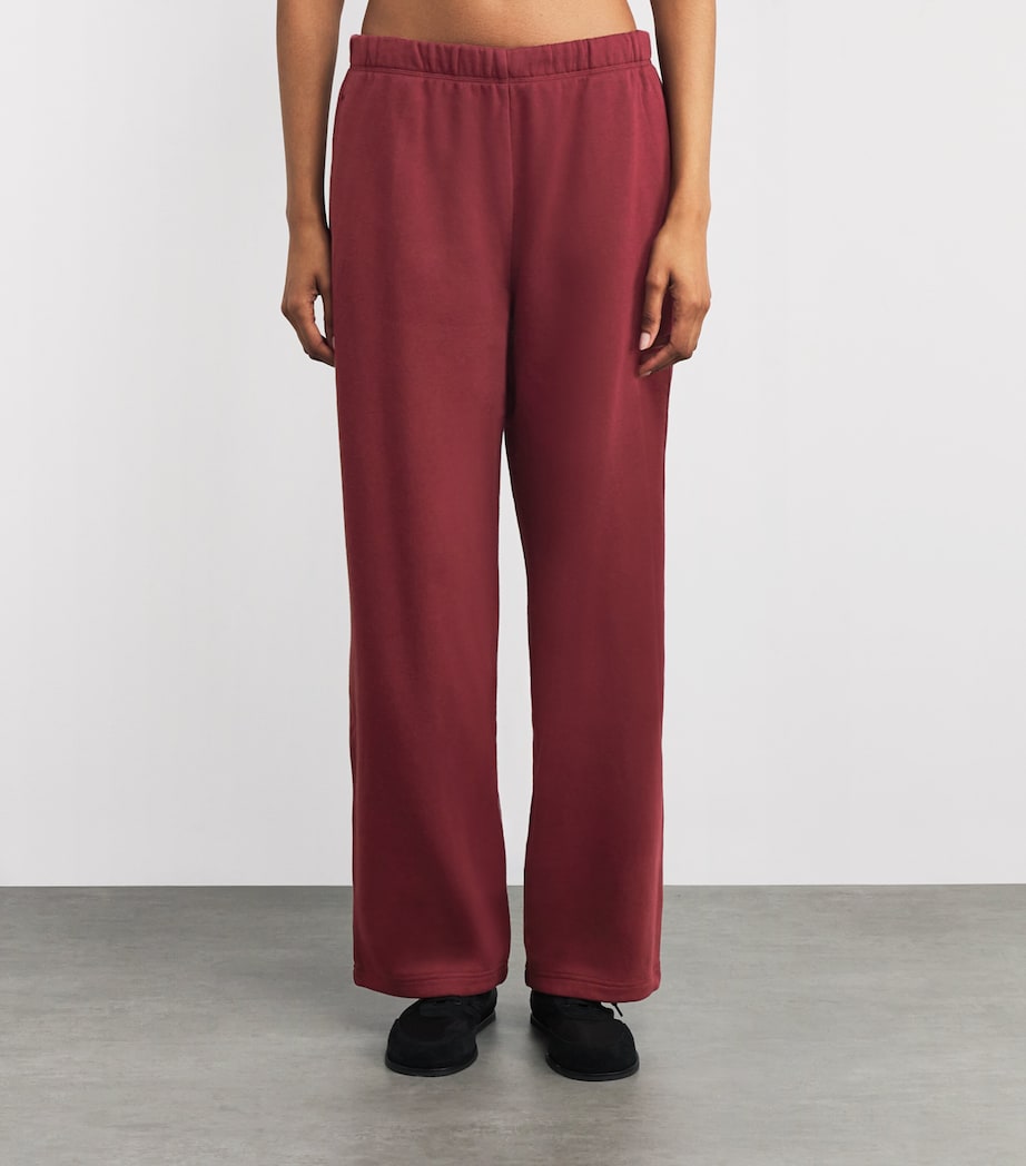 Cotton-Blend Fleece Straight Sweatpants MERLOT Image 3