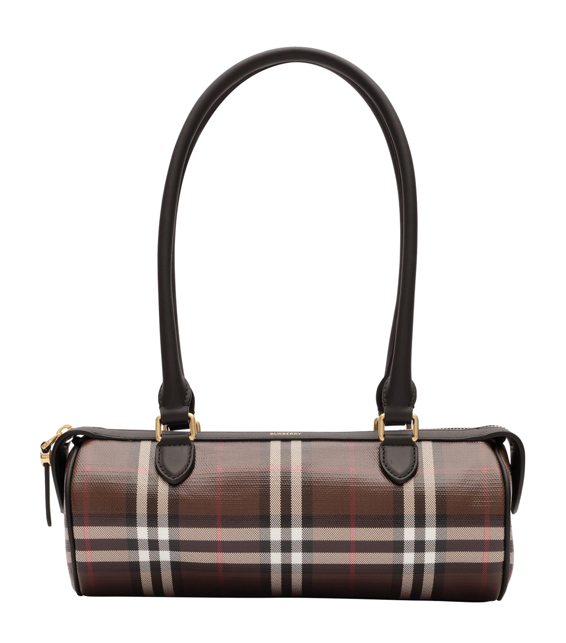 Burberry Mini Check Barrel Bag Chocolate Brown Image 1