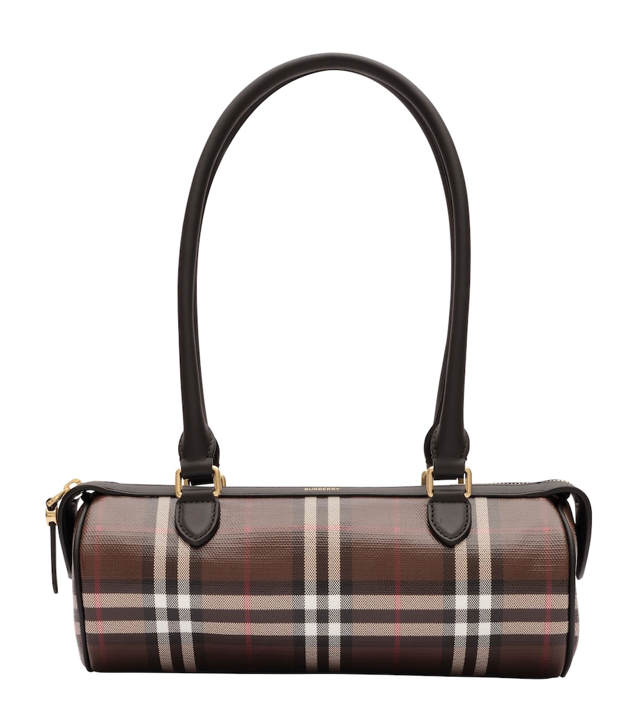 Burberry Mini Check Barrel Bag Chocolate Brown Image 1