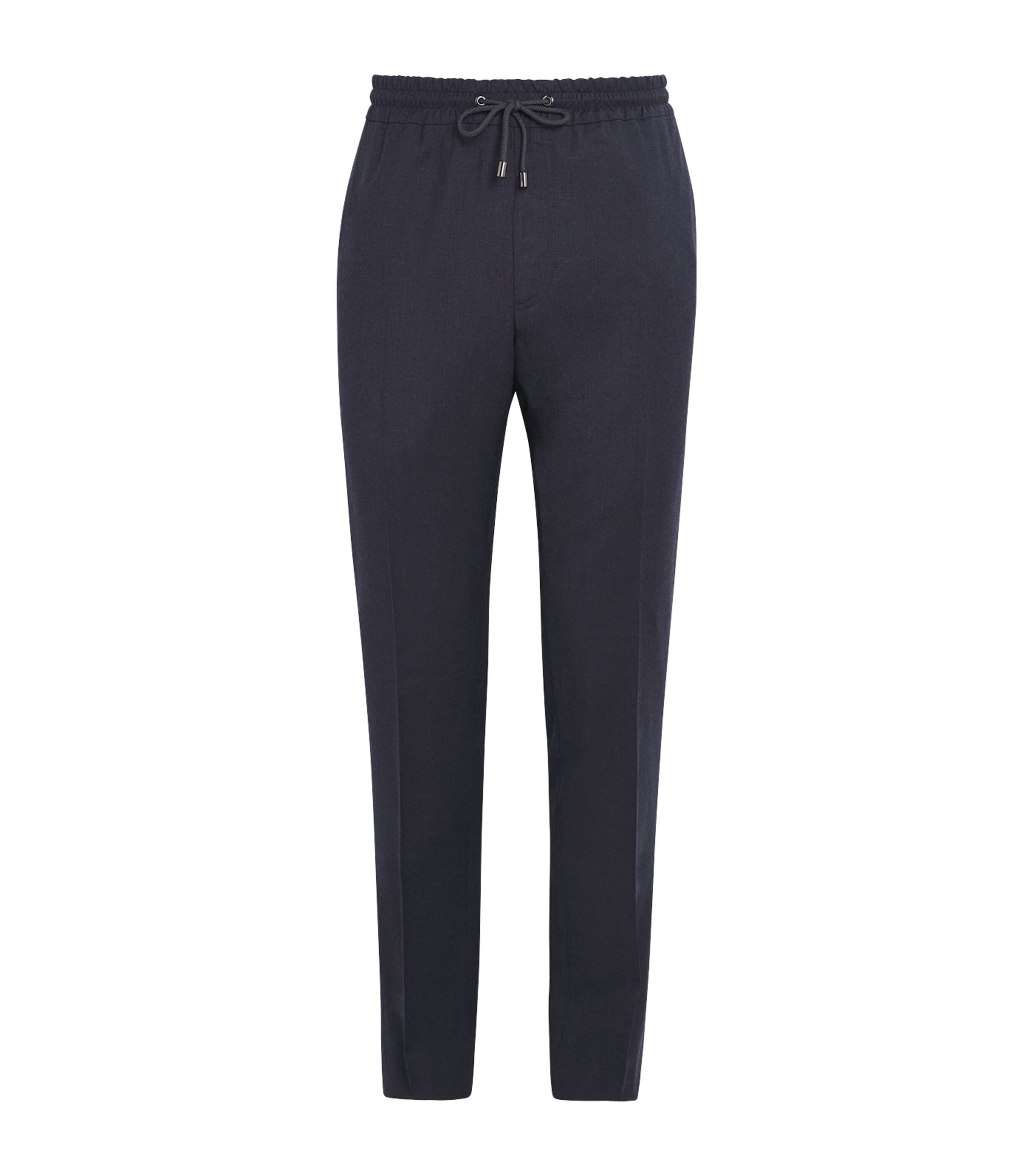 Pal Zileri Mens Virgin Wool Drawstring Trousers Blue Image 1