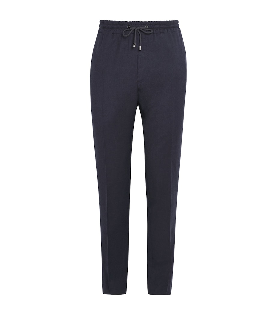 Pal Zileri Mens Virgin Wool Drawstring Trousers Blue Image 1