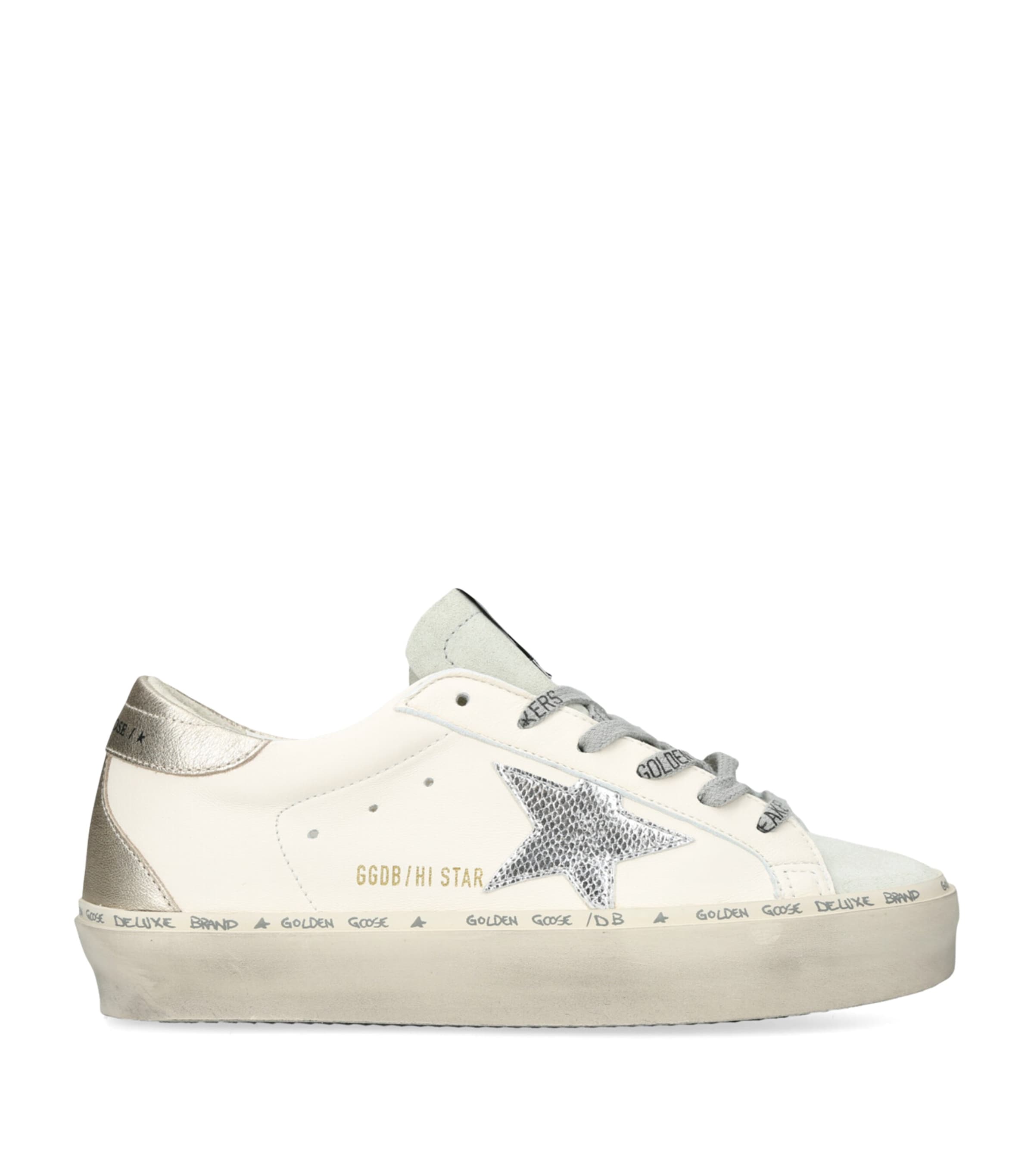 Golden Goose Leather Hi Star Sneakers In White