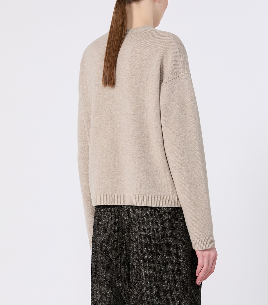 Max Mara Womens Wool-Cashmere Sweater Beige Image 4