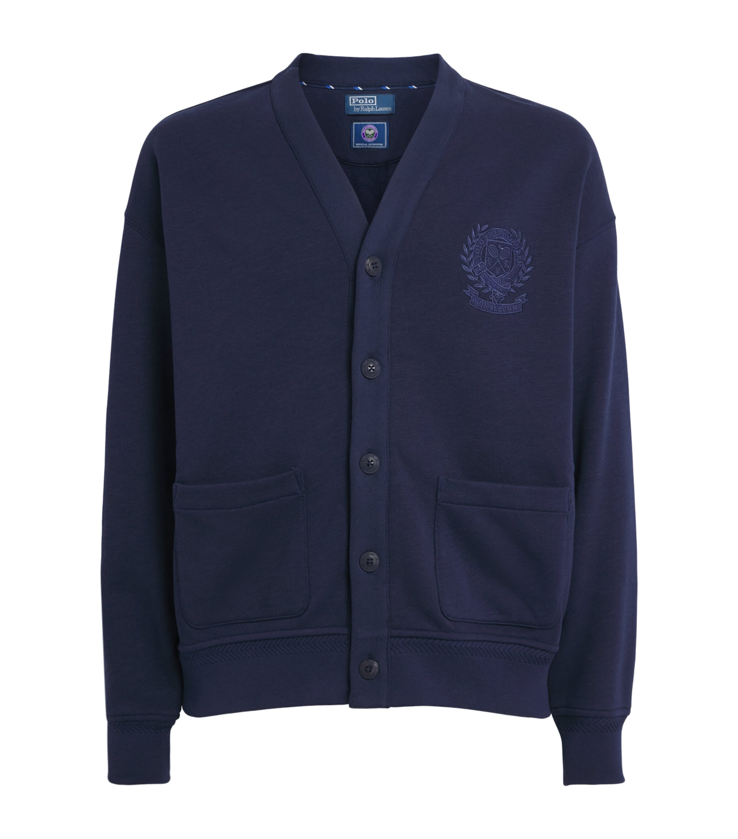 Polo Ralph Lauren Wimbledon メンズカーディガン Polo Ralph Lauren Navy x Wimbledon Cotton Crest Cardigan | Harrods US