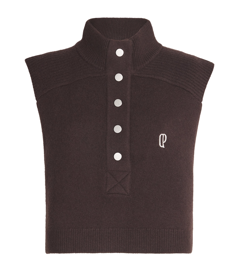Embroidered-Logo Sweater Vest BROWN Image 1