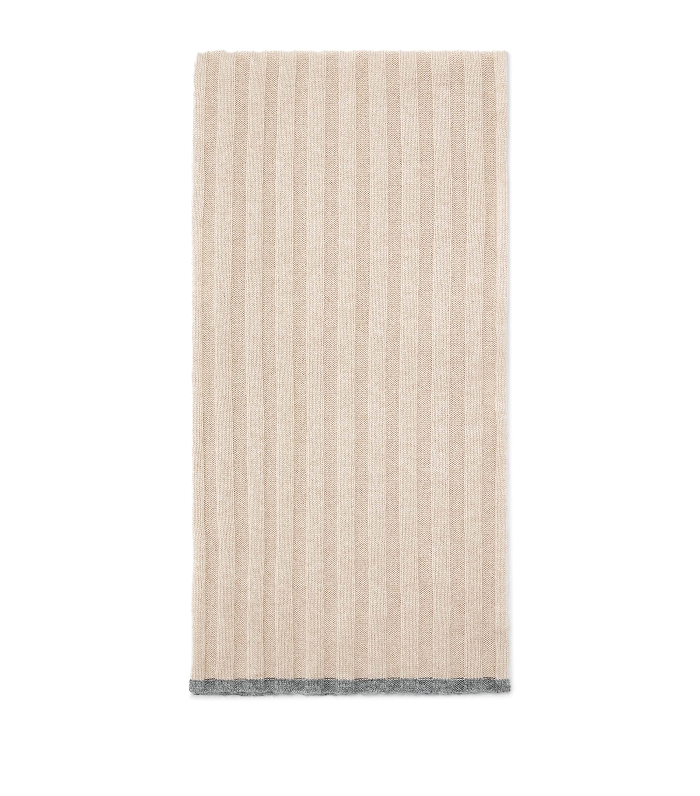 Brunello Cucinelli Cashmere Rib-knit Scarf In Beige