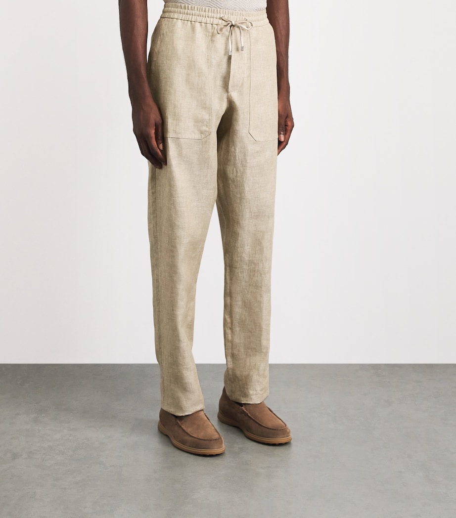 Brett Johnson Mens Linen Drawstring Trousers Sand Image 4