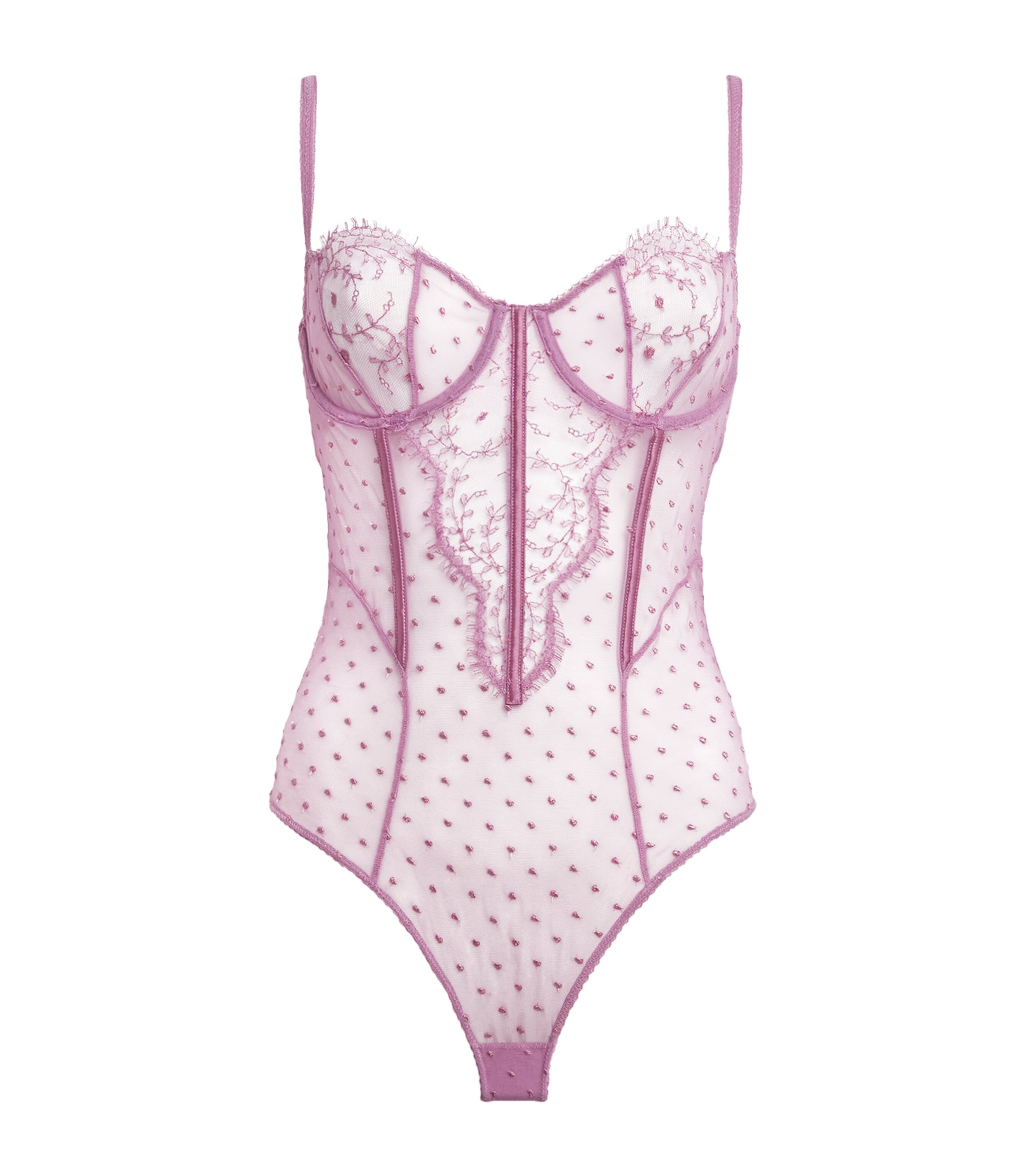 Kiki de Montparnasse Womens Lace Merci Beaucoup Bodysuit Mauve Image 1