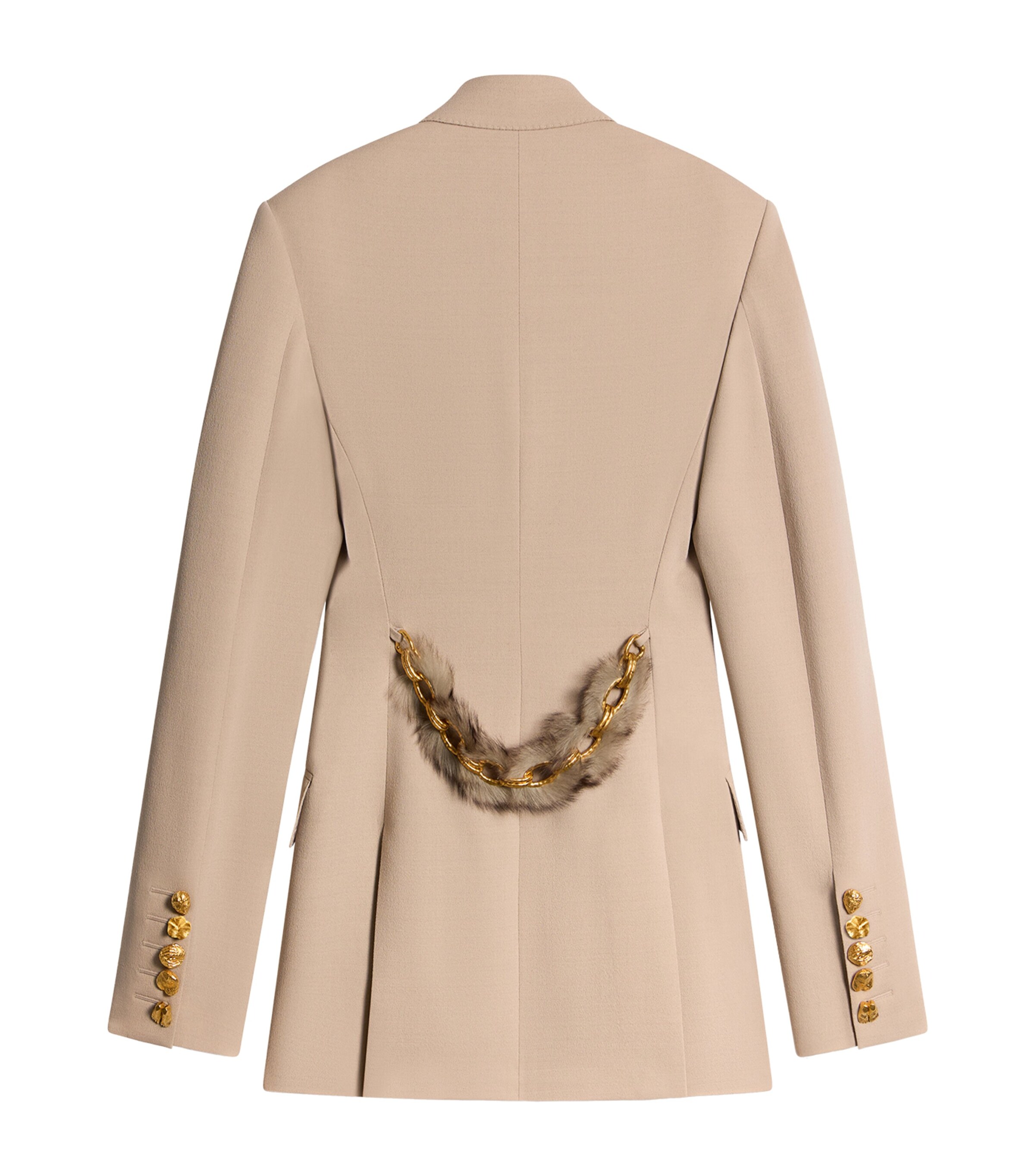 Schiaparelli Womens Wool-Blend Bijoux Chain Blazer Nude Image 5
