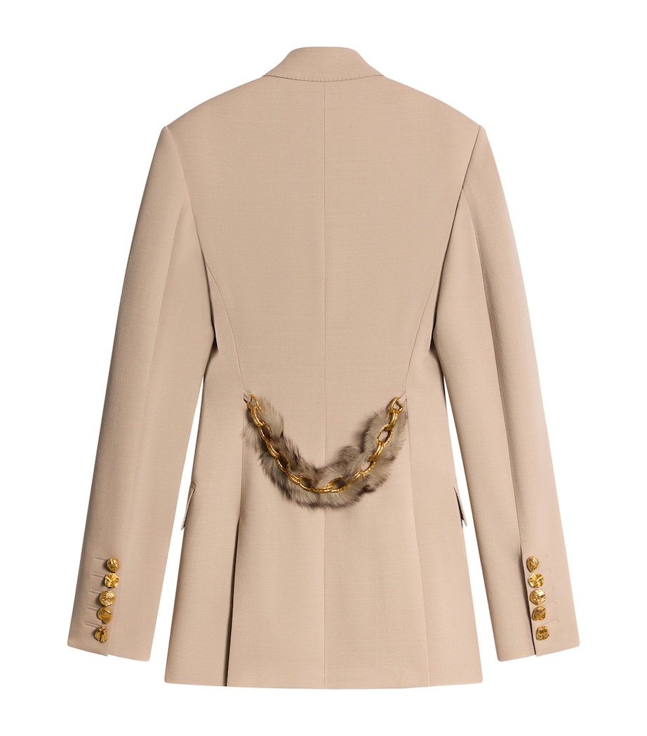 Schiaparelli Womens Wool-Blend Bijoux Chain Blazer Nude Image 5