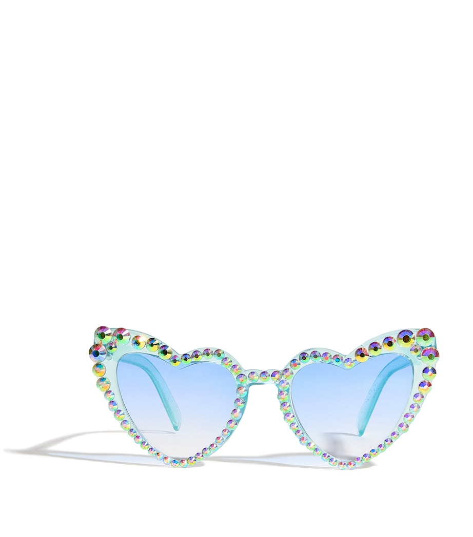 MARLO Embellished Luna Heart Sunglasses Sky Blue Image 1