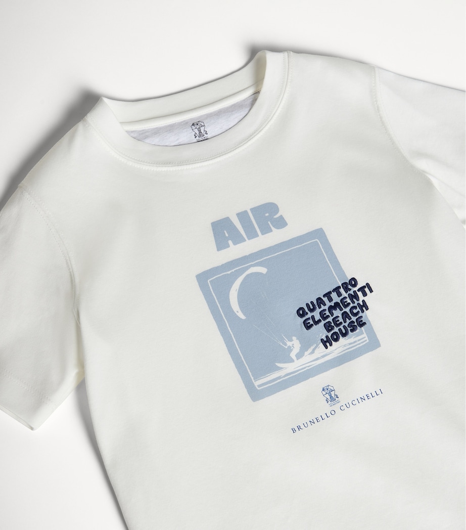 Brunello Cucinelli Kids Cotton Air Graphic T-Shirt (4-6 Years) Image 3