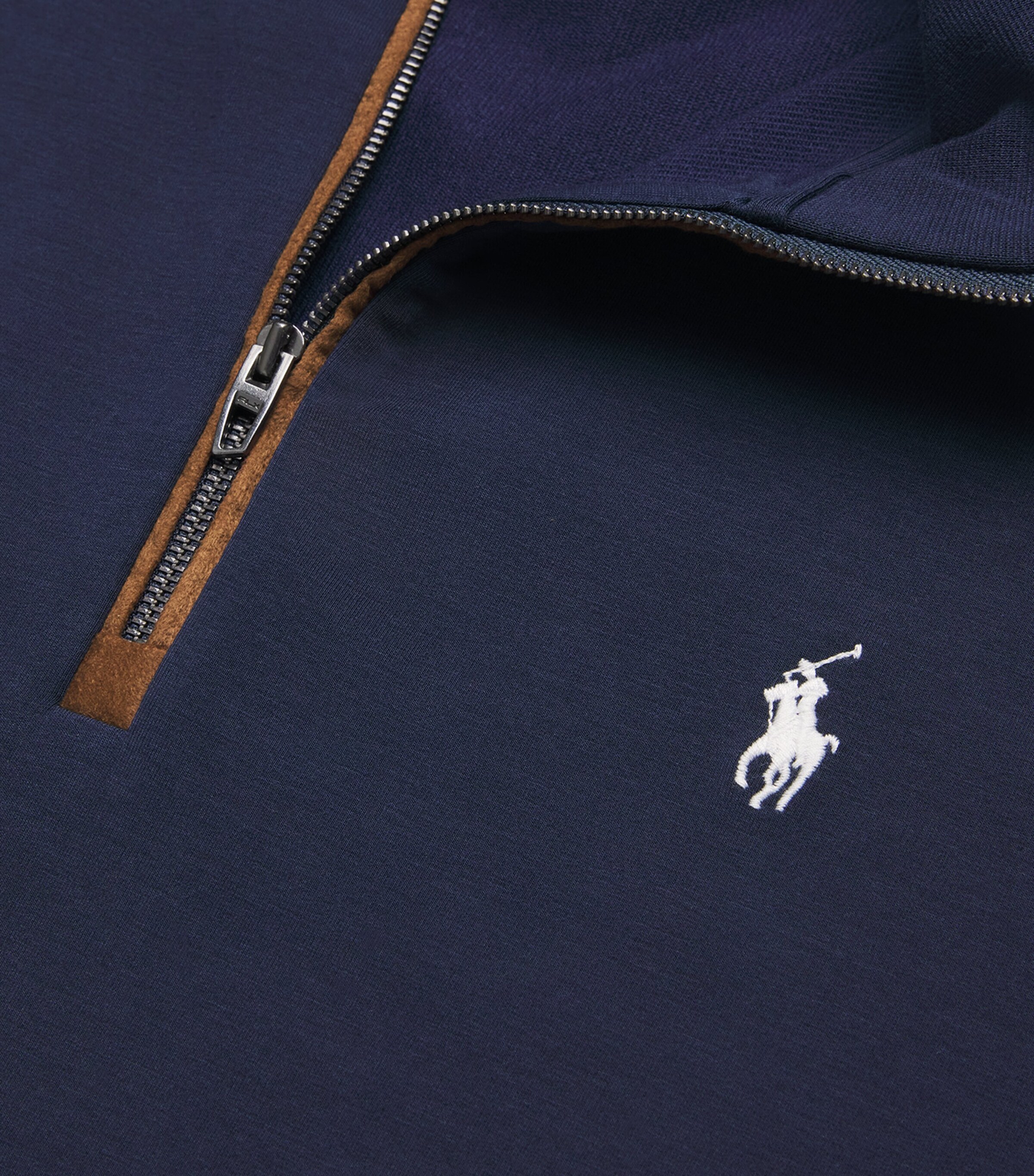 Cotton-Blend Polo Pony Quarter-Zip Sweater REFINED NAVY Image 5